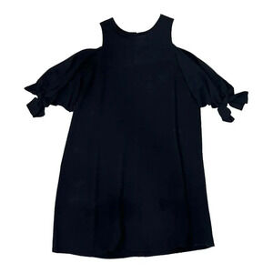 Charles Henry Black Multimedia Tie Sleeve Swing Dress S